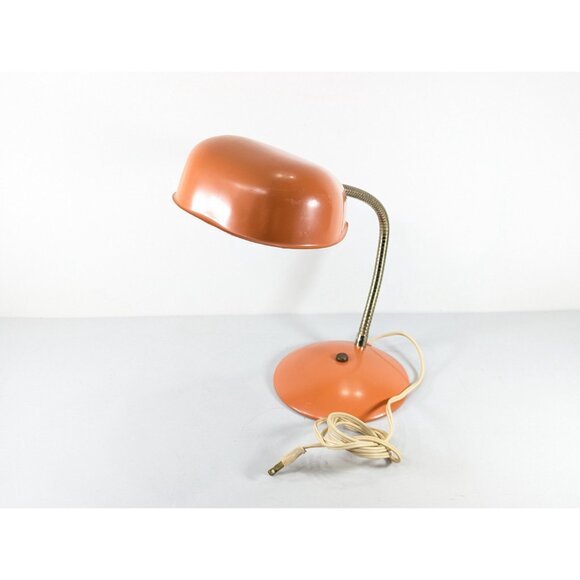 MCM Orange Gooseneck desk lamp, vintage retro home decor - Picture 4 of 10